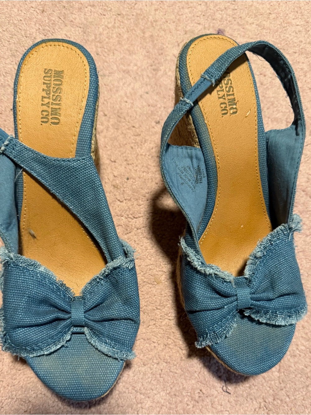 Cute denim  Bow Slingback Espadrille Wedges